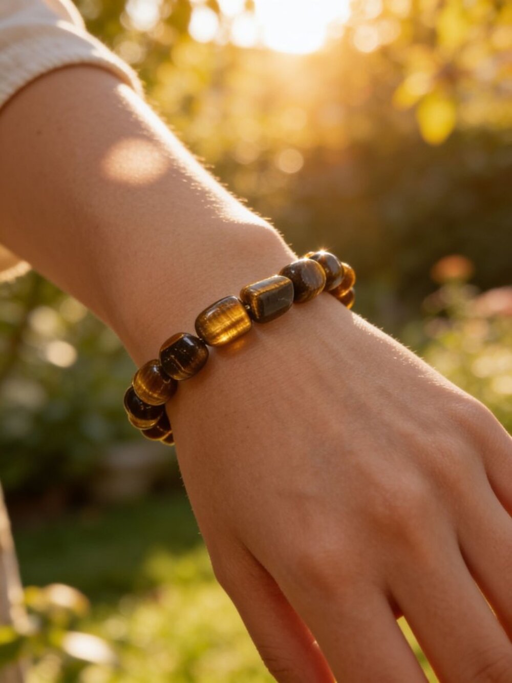 vintage unisex tiger eye beaded stretch bracelet